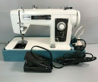 Vintage Brother Blue Case Galaxie ? Heavy Duty Metal Sewing Machine W/ Pedal