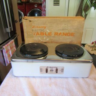 Vintage Portable Liberty Electric Table Range Hot Plate Two Burners
