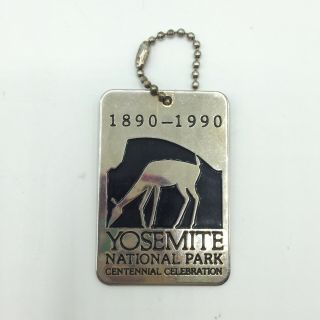 Vtg Yosemite National Park Centennial Celebration 1890 - 1990 Key Chain 1.  5 " X2.  25 "