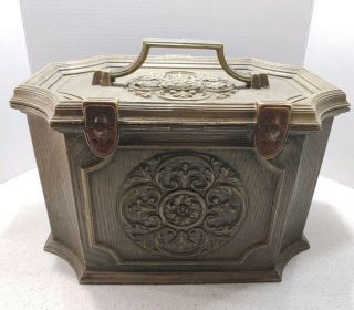 Large Vintage Max Klein Sewing Box With Vintage Sewing Supplies Olive Green