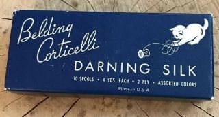 Belding Corticelli Darning Silk,  Old Stock,  Brown,  Black Wood Spools