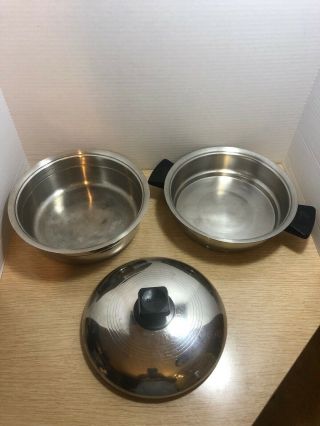 Rena Ware Sauce Pan 1 - 1/2 Qt Double Boiler Lid3 Ply 18/8 Stainless Steel 7 1/4 "