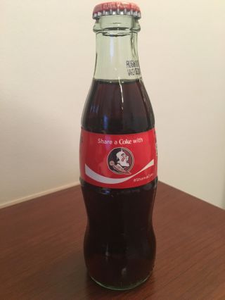 Fsu Coca Cola Florida State Seminoles 8oz Bottle Share A Coke Noles Rare