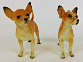 Set Of 2 Vintage Lefton Porcelain Chihuahua Dog Figurines 7328 & 9679