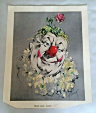 Vintage Size Glass Hair Clown ; Cydney Grossman Portrait Print; Ready To Frame