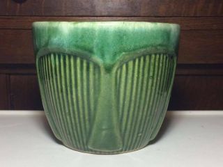 Art Deco Ceramic Green Planter Made In Usa