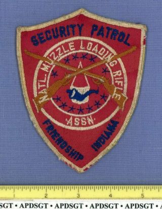 National Muzzle Loading Rifle Assn Security Patrol (old) Indiana Police Patch