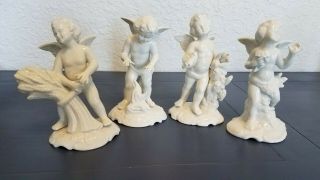 Vintage Set Of 4 Dresden Germany Porcelain Angels Cherubs Figurines Four Seasons