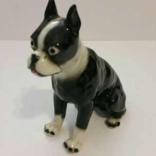 Vintage Black And White Boston Terrier Dog Figurine 5.  5 " Tall