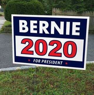 Bernie 2020 Yard Sign 12 " X18 " D/s And H - Frame.  Printed W/gloss Uv Ink