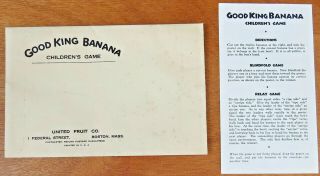 Vintage 1933 United Fruit Co.  Advertising Premium Good King Banana Game - Uncut