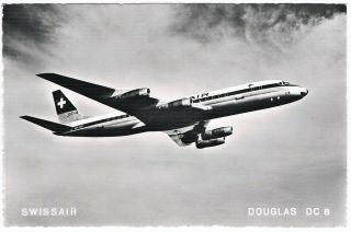 Postcard Swissair Douglas Dc - 8 Aviation Airways Airline Airport