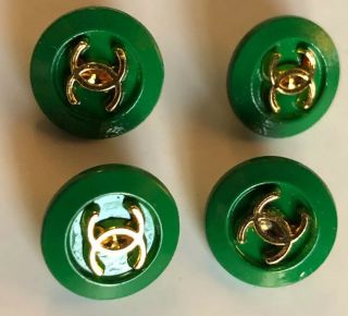 Chanel Button Green Gold Cc Logo 13mm Small Set Of 4