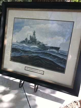 Uss Pennsylvania Bb 38 Navy Ship Framed Signed Print Glass 27”x24”