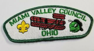 Bsa Boy Scouts Shoulder Patch Miami Valley Council Ohio Biplane Cricket Green