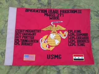 Usmc Oif Iraqi Made Souvinier/guidon Embroiderd Flag.