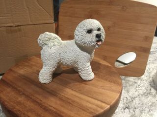 Bichon Frise Figurine Hand Painted Collectible Statue