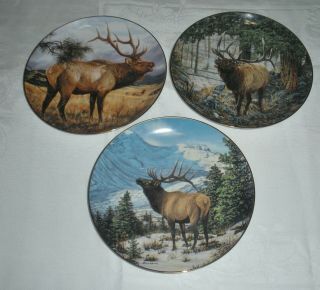3 Danbury High Country Pride Plates By Bruce Miller - Elk
