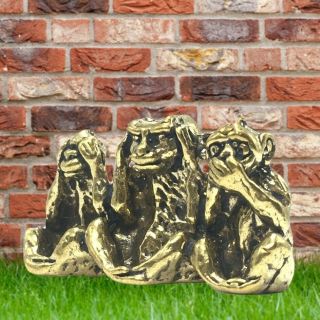Three Wise Monkeys Symbol Figurine Brass See Hear Speak No Evil Wisdom Feng Shui