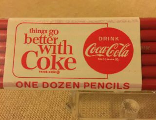 Coca Cola Coke Pencils Vintage Refreshing Red Pencils 1970s Pkg Of 12