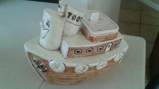 Vintage Little Toot The Tugboat Ceramic Cookie Jar Disney Cartoon Character