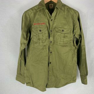 Vintage Bsa Boy Scouts Of America Sanforized Button Up L/s Uniform 14 1/2 Reg
