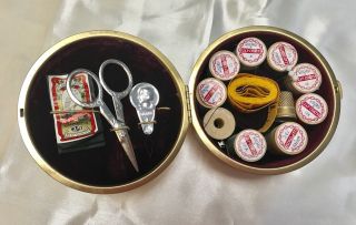 Vintage Gold Toned Travel Sewing Kit,  Fifties/sixties,  Unusual,
