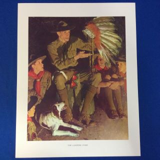 Norman Rockwell Boy Scout Print 11 " X14 " The Campfire Story