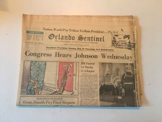 John F.  Kennedy Assassination Newspaper - November 24,  1963 - Orlando Sentinel