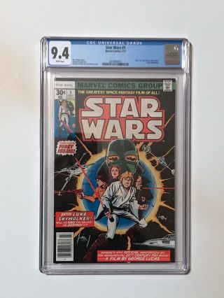 Star Wars Number 1 Comic Book 1977 First Print Cgc White Pages 9.  4.  Just Came