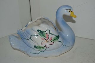 Vintage Swan Bird Ceramic Figure Flower Blue Planter Royal Japan Box2
