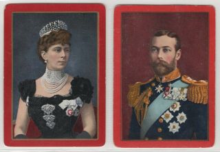 2 Single Swap Playing Cards; English Royalty; King George V & Queen Mary