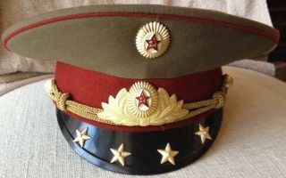 Vintage Soviet Russian 4 - Star General Military Visor Cap Exc S/h