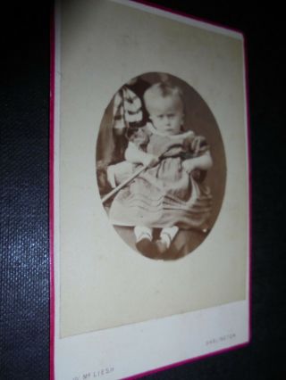 Cdv Old Photograph Baby With Toy Hidden Mother Mcliesh Darlington C1870s