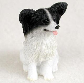 Papillon (black White) Tiny Ones Dog Figurine Statue Resin Pet Lovers Gift