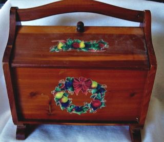 Vintage Wooden Cedar Yarn Sewing Box Martha Washington Style