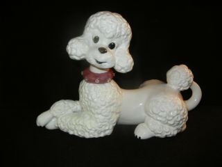 Large Bone China Porcelain White Poodle Dog Figurine