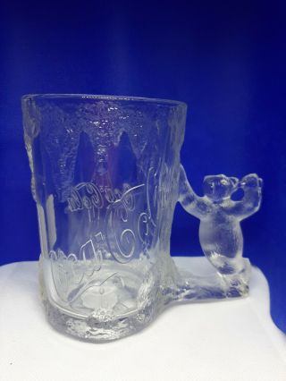 Coca Cola Mug Frosted Clear Glass Coke Cup With Polar Bear Handle 1997 Never Use