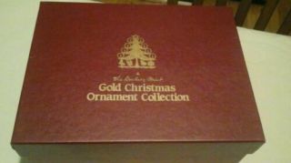 1988 12 Danbury 23k Plated Gold Christmas Ornaments