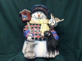 Claire Murray Cookie Jar Snowman & Animal Friends By Gibson Elite