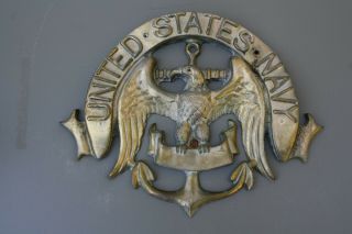 Vintage U.  S.  United States Navy Brass Plaque / Wall Decoration