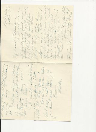 Vintage Handwritten Letter Sept.  1 1924,  2 Page W/envelope