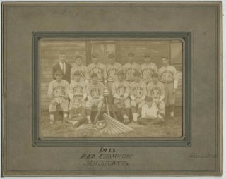 Early Baseball Team Bats Ball Gloves Uniform S Team Mounted Photo Jamestown Pa