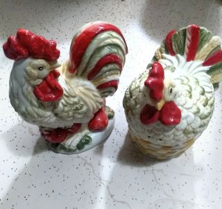 Royal Doulton Chanticlair Rooster Salt And Pepper Shakers Farmhouse