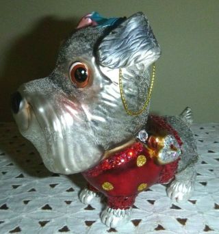 Large Glass Schnauzer Dog Christmas Ornament