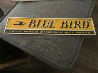 Vintage Blue Bird Bus Line Advertising Tin Litho Embossed Emblem Sign