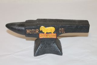Golden Fleece Motor Oil Gas Vintage Style Cast Iron Anvil Advertising