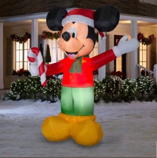 Mickey Mouse With Candy Cane Airblown Inflatable 9 Ft.  Tall Nib Christmas