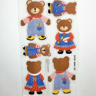 Vintage Cranston Vip Fabrics The Three Bears Pattern Doll Fabric Cut And Sew