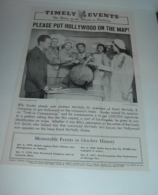1948 Timely Events Newspaper Poster Please Put Hollywood On Map Billy Snyder